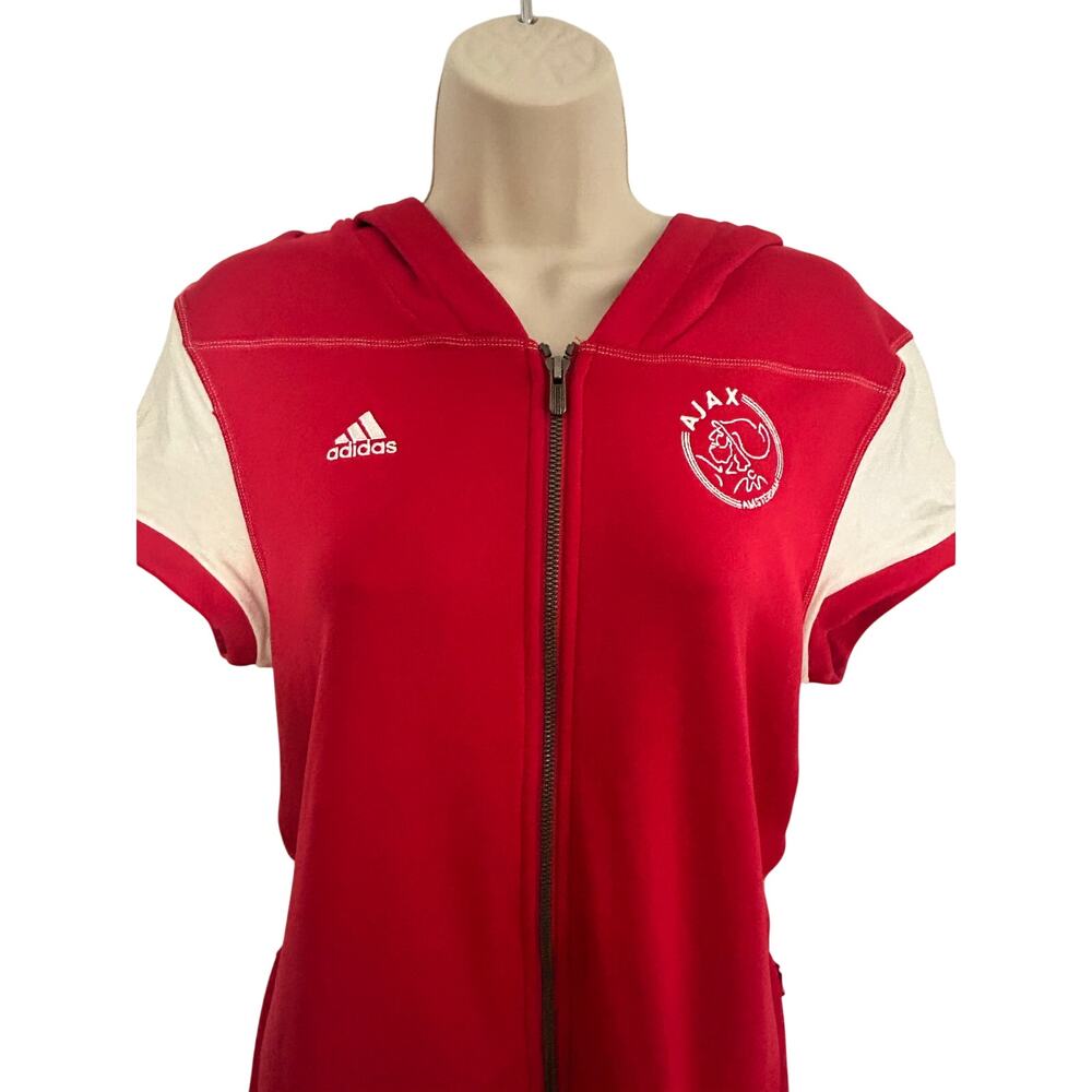 Adidas Women's Ajax Amsterdam Full Zip Hoodie Red Short Sleeve  Size Medium GC!!